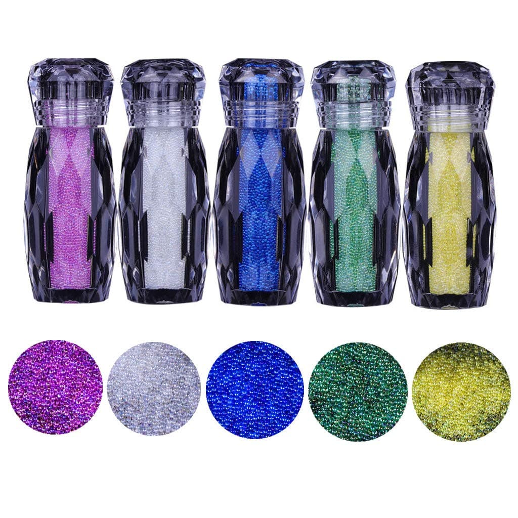 5 Bottles Crystal Micro Nail Pixie Beads Gravel Colorful Nail Art Glass Caviar Beads For Nails 3D Decorations