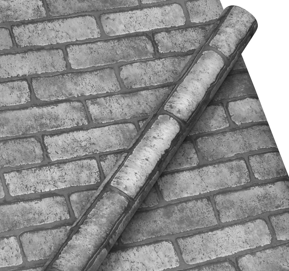VViViD Grey Brick Faux Finish Matte Self-Adhesive Architectural Vinyl Roll (16 Inch x 6.5ft Roll)