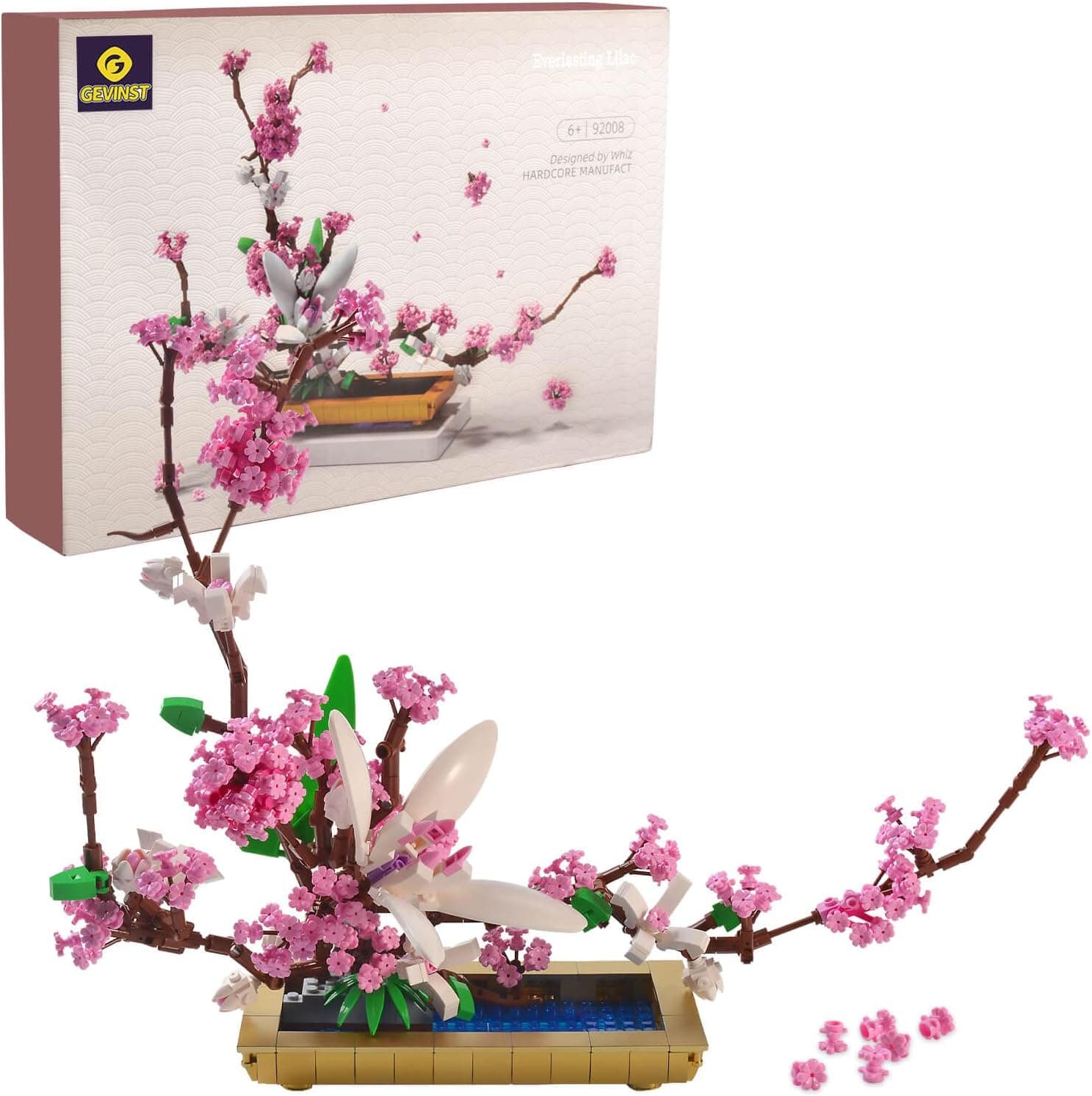 GEVINST Lilac Flowers Bonsai Tree Building Set Toy, an Ideas and Relaxing Bonsai Home Décor Project for Adults, Botanical Collection Toy (974 Pieces)