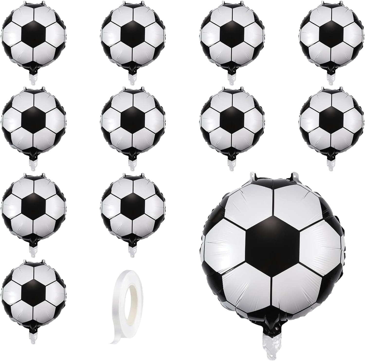 AIEX 12pcs 18inch Soccer Party Balloons, Soccer Balloon Decoration with 10m white cord Soccer Party Supplies for Football Soccer Theme Kids Birthday Party Decorations