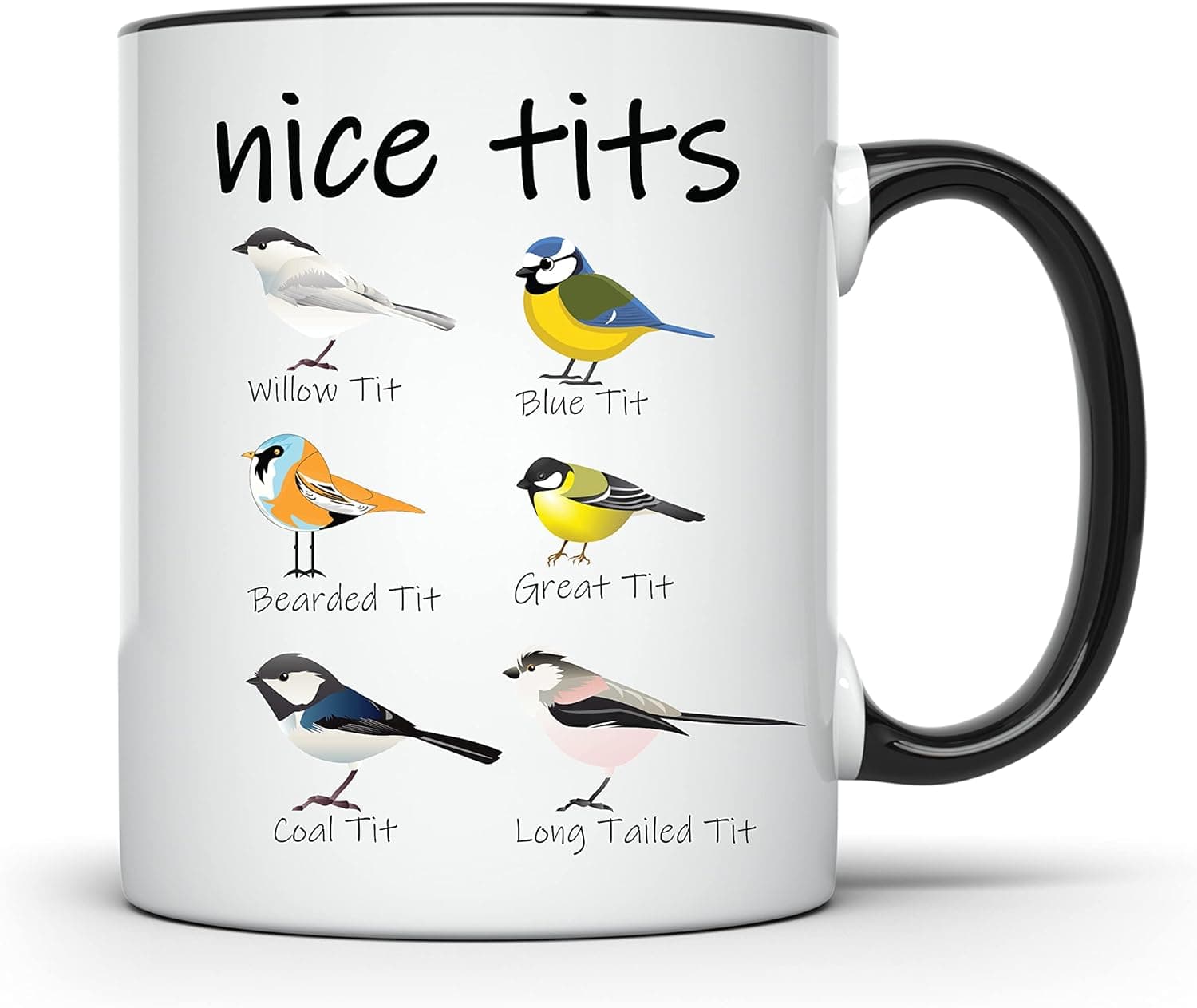 Nice Tits Bird Mug - Funny Birdwatcher Coffee Cup - Fowl Language Bird Coffee Mug - Birthday Gifts for Women Men - Bird Lover - Ornithologist - 11 Ounce Coffee Mug - KOSOQ7
