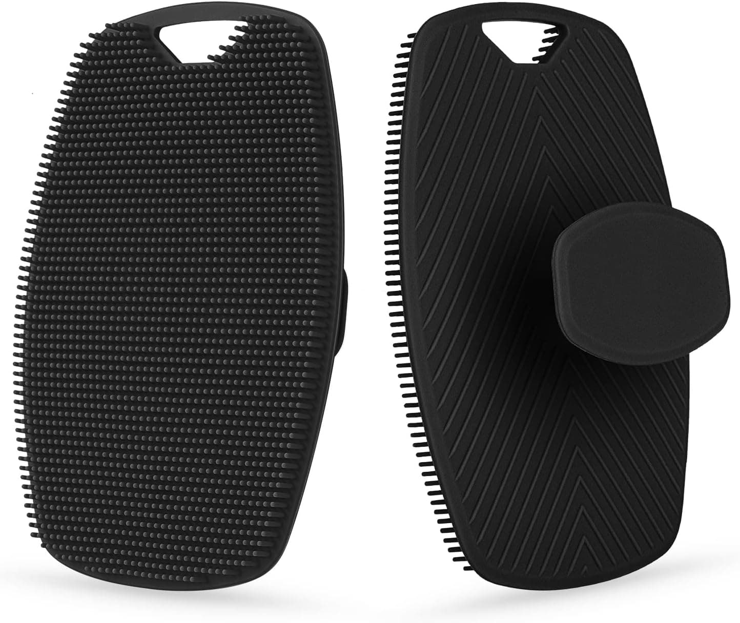 Zomira Silicone Body Scrubber, Soft Exfoliating Body Scrubber Shower Scrubber for Body Cleaning, No-Slip Handle Silicone Shower Brush for All Kinds of Skin, Long-Lasting & Easy to Clean (1pc, Black)