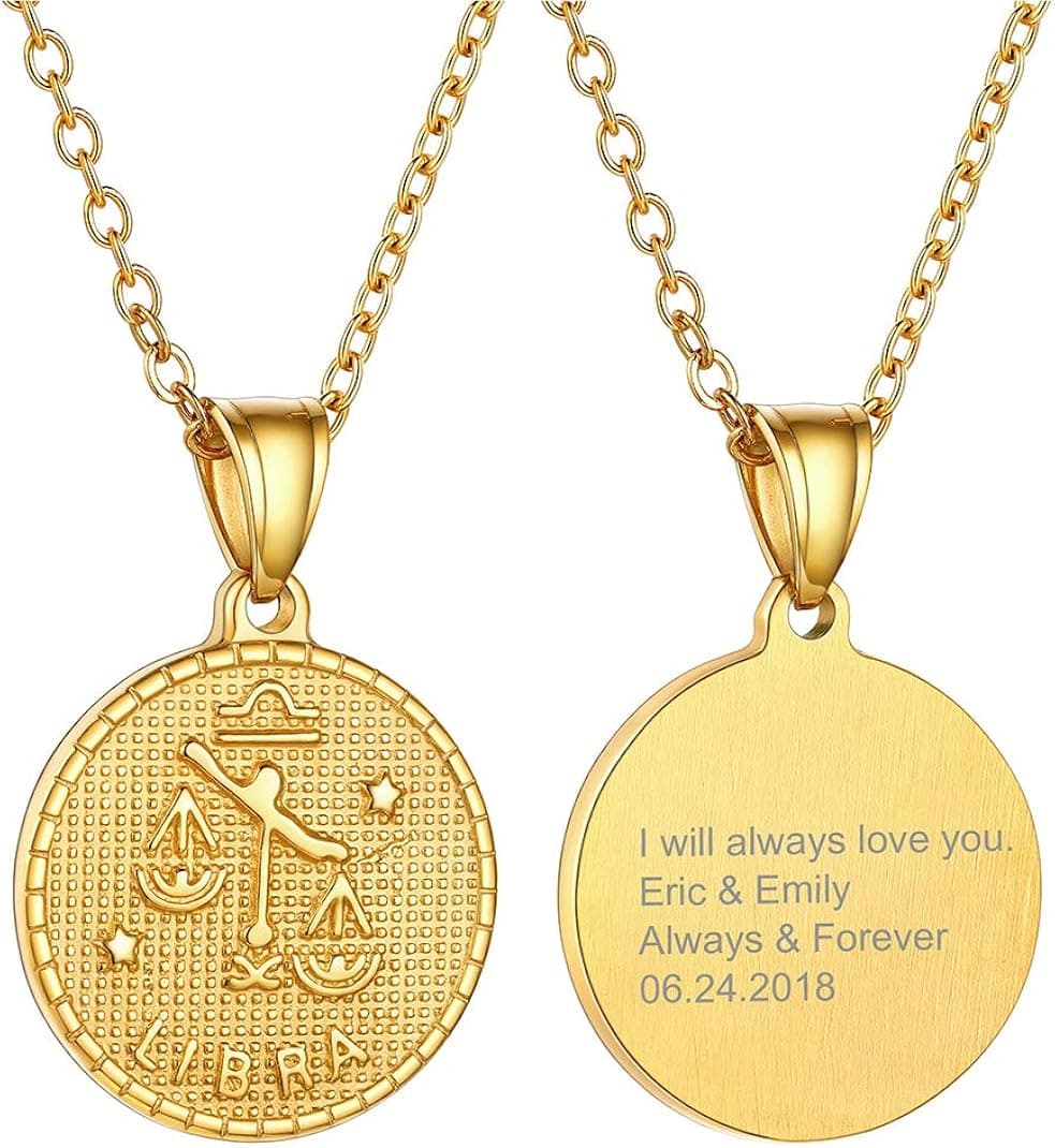 GOLDCHIC JEWELRY Gold Zodiac Coin Necklace for Women Men, Constellation Horoscope Astrology Pendant Necklaces Lucky Jewelry