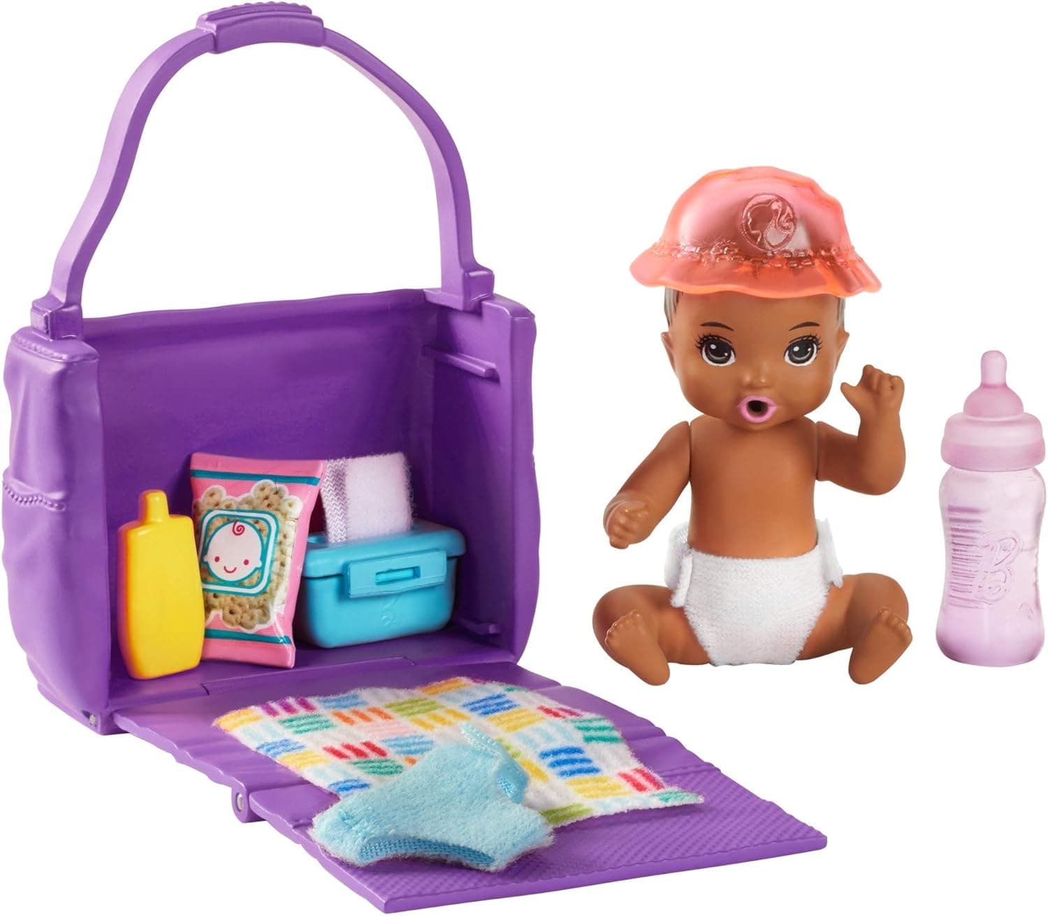 Barbie Skipper Babysitters Inc. Feeding and Changing Playset with Color-Change Baby Doll, Diaper Bag and Accessories