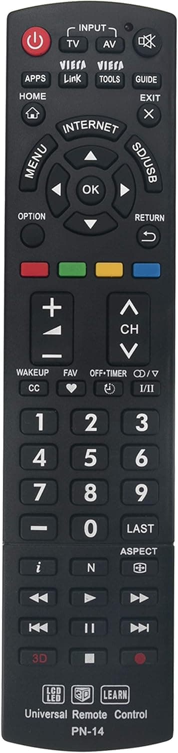 New Universal Controller Replaced Remote Works for 99% Panasonic LED LCD LEARN 3D TV Also SUBs N2QAYB000926 N2QAYB000485 N2QAYB000837 (Renewed)
