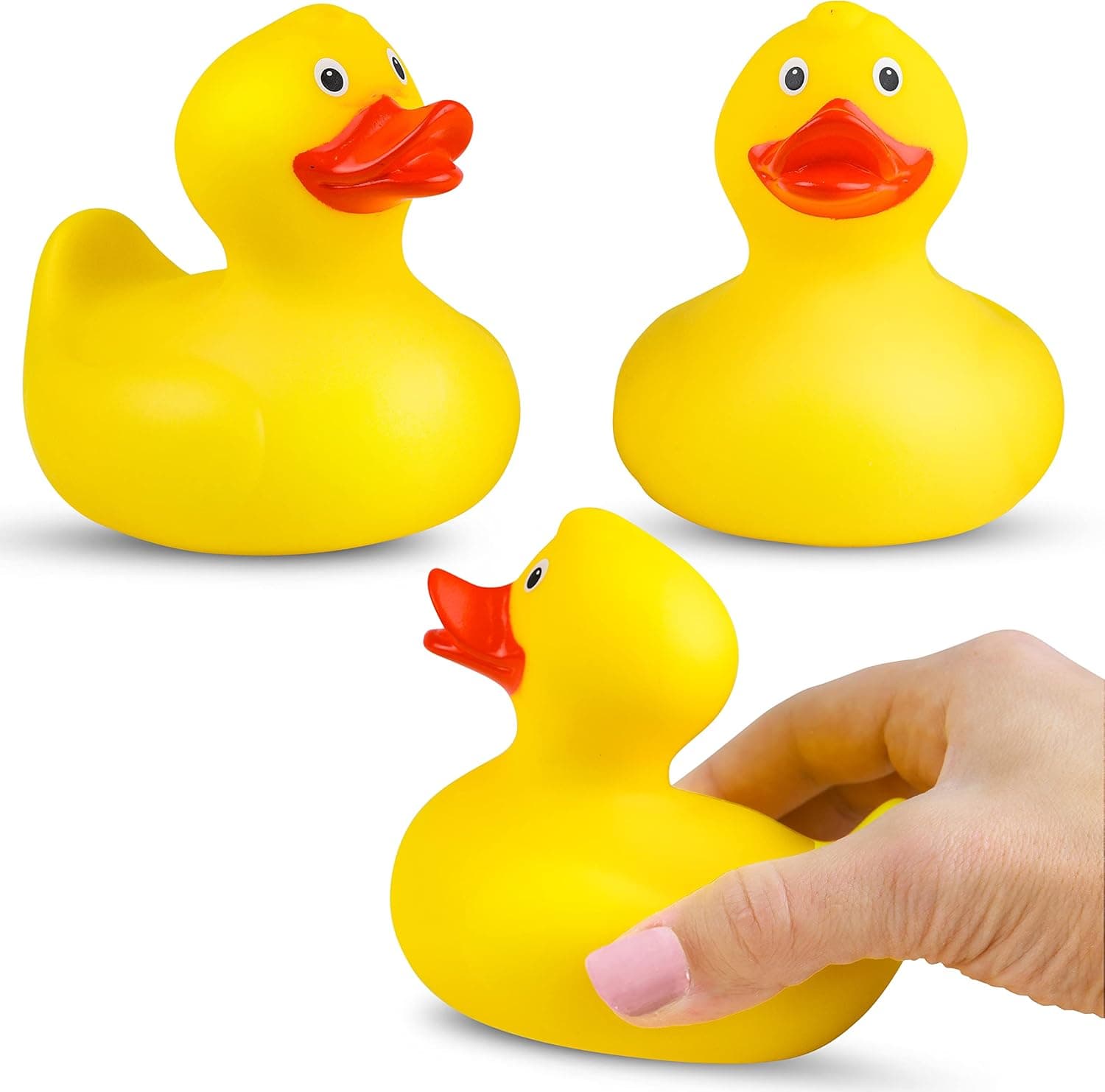Tribello Large Yellow Rubber Duck for Bath / Pool Toys Play for Kids - Floating Rubber Ducky, - 4” Inch 3 Pack