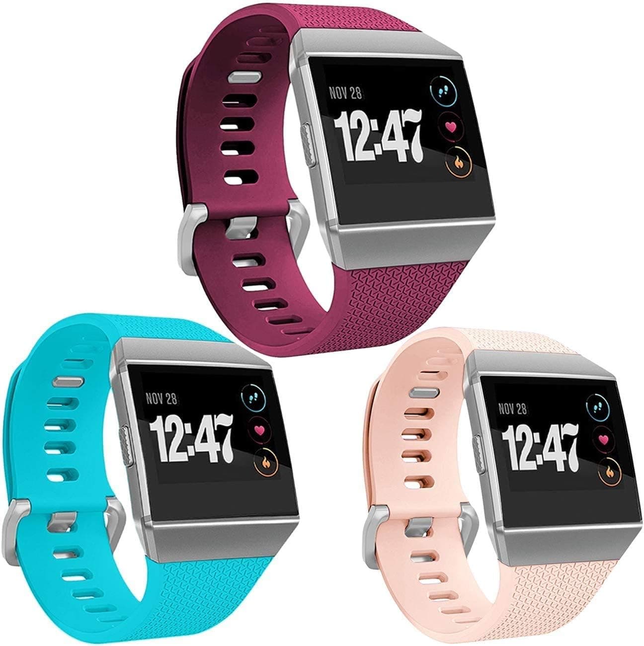 Wepro Bands Compatible with Fitbit Ionic SmartWatch, Watch Replacement Sport Strap for Fitbit Ionic Smart Watch, 3 Pack, Large, Small