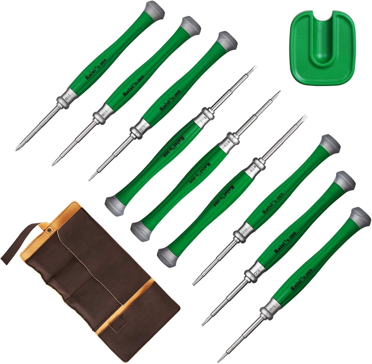 Kaisi Precision Screwdriver Set Magnetic Phillips, Flat and Torx, 10-Piece Professional Repair Kit with Leather Bag for Electronics, Computer, Laptop, Phone, Watch, Jewelry, Eyeglasses, Gamepad, Toys