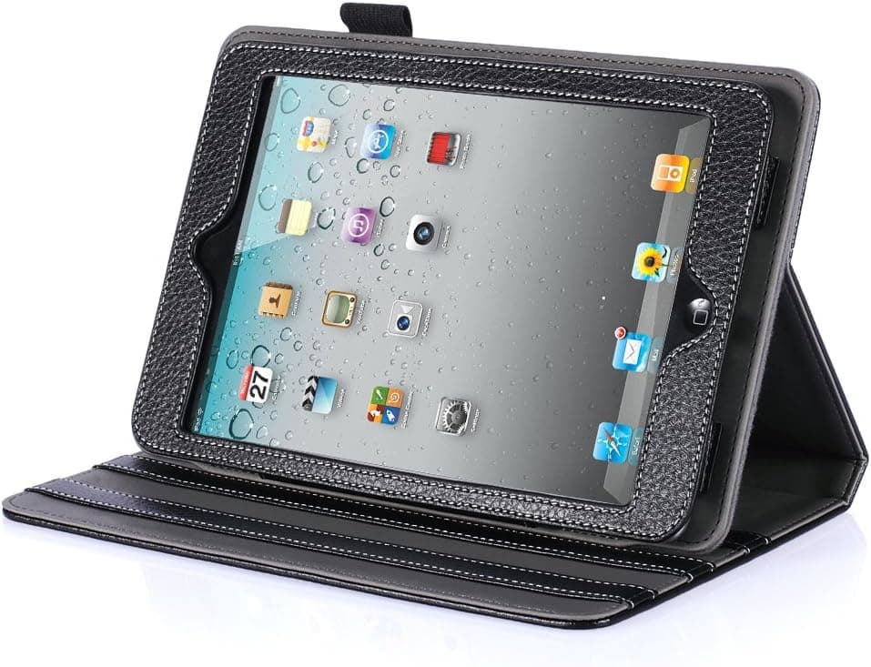 i-BLASON Apple iPad Mini 7.9 Inch Leather Case Cover with Auto Sleep / Wake Smart Cover Function Detachable Landscape / Portrait View for 16GB 32G 84G WiFi 4G LTE - 3 Year Warranty Black