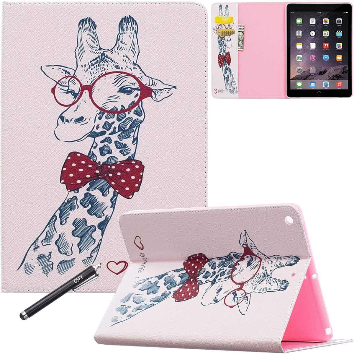 NewShine iPad 2018/2017 9.7 Inch Case, Premium Lightweight Stand Folio Shock Proof Cover Protector for Apple New iPad 9.7 Inch (2017/2018), iPad Air/Air 2, iPad Pro 9.7 (2016) - Giraffe
