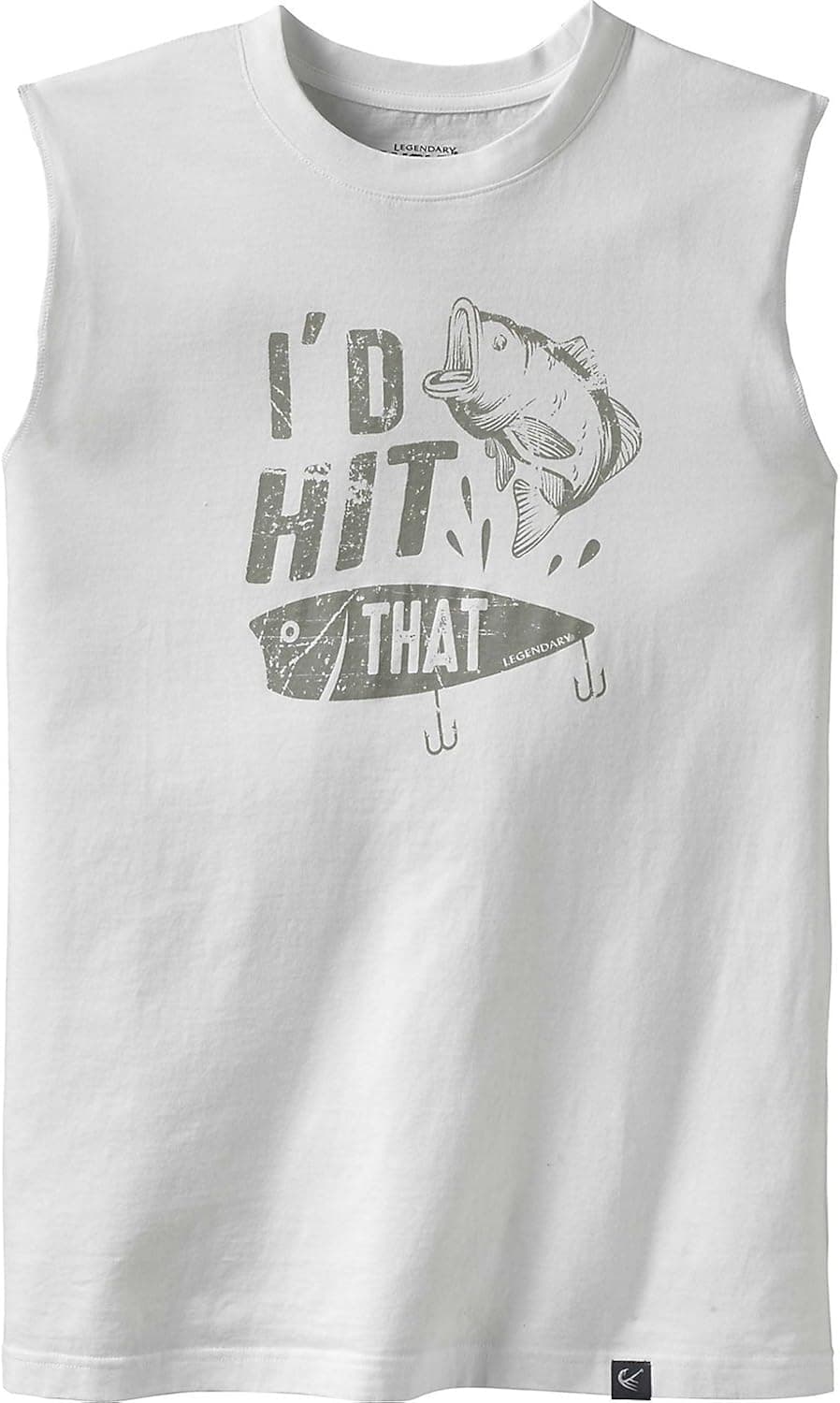 Legendary Anglers Men's Vintage I'd Hit That Sleeveless Tee White Large