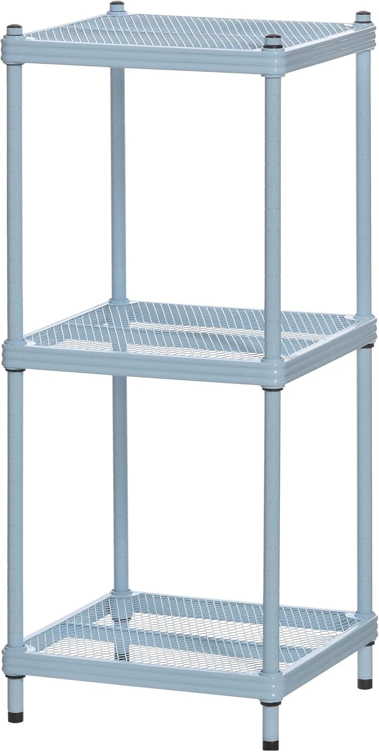 Design Ideas MeshWorks 3 Tier Heavy-Duty Metal Storage Tower Shelving Unit, 440 Pound Capacity per Shelf, Great for Bathroom, Pantry, and Garage Storage, 13.8" x 13.8" x 31.5"