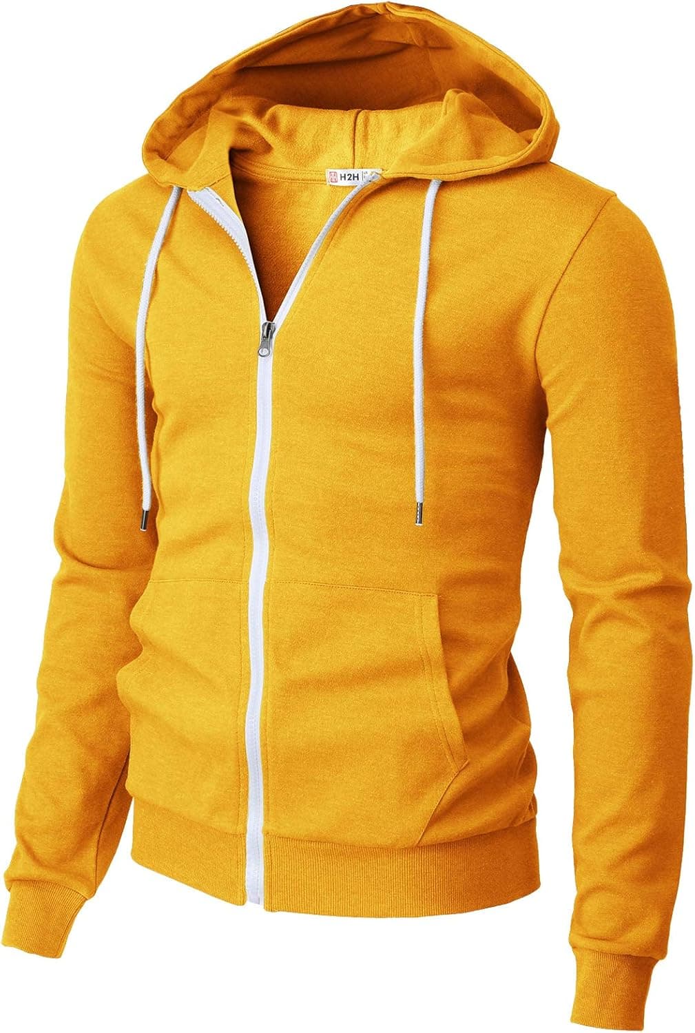 H2H Men's Zip Up Hoodie Lightweight Long Sleeve Basic Slim Fit SweatShirt with Pocket