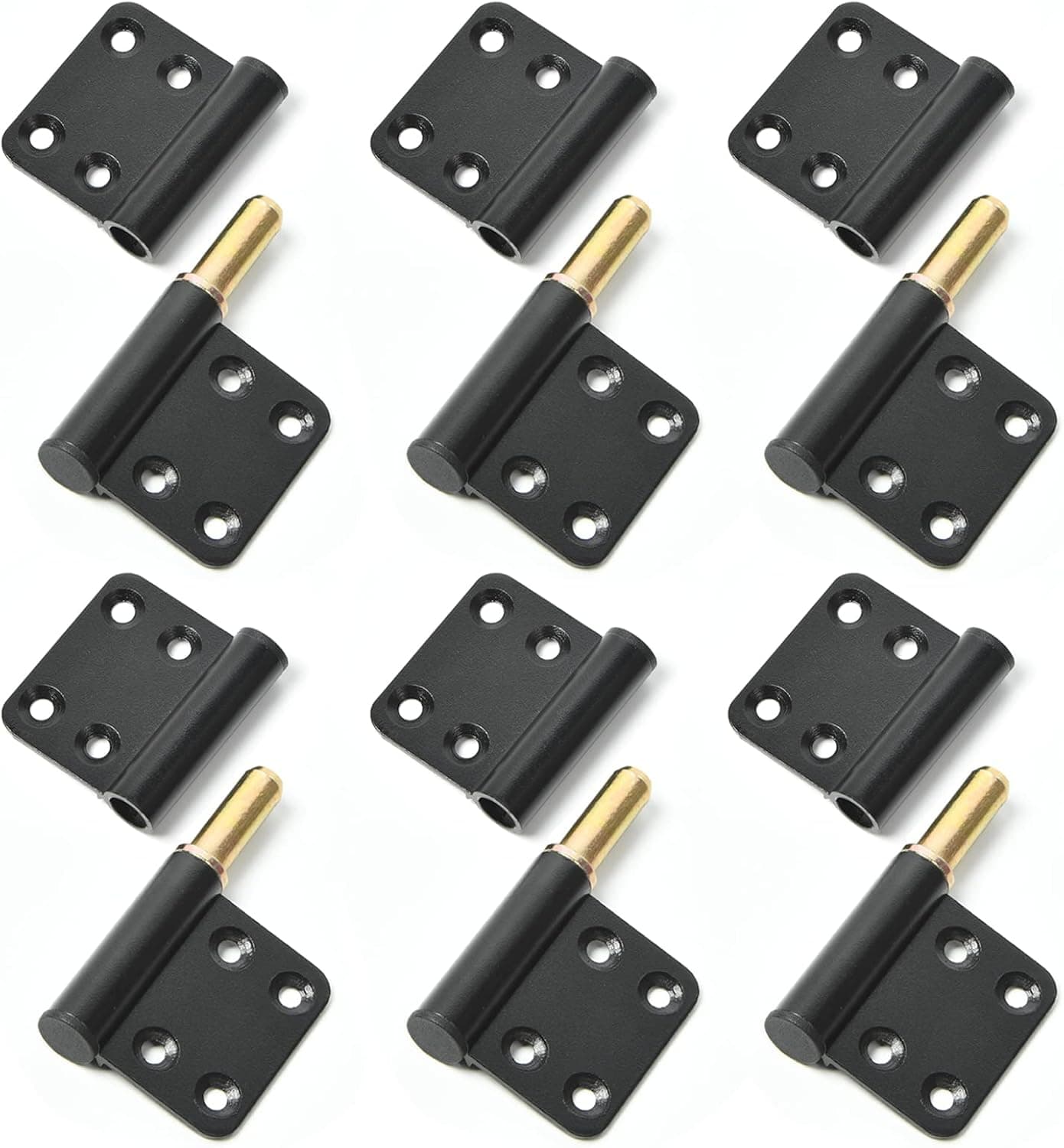 6 Pcs Matte Black Small Door Hinges 4 Inch, Lift Off Hinges Removable Flag Hinge, Right Handed