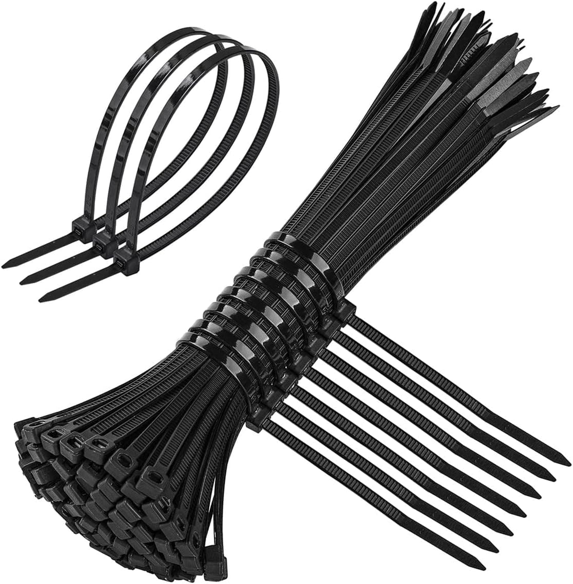 Cable Zip Ties 8 Inch,WKTFOBM 100 Pack Black Zip Tie with 50lbs Tensile Strength,Heavy Duty Self-Locking Multi-Purpose Nylon Wire Ties for Home,Garden,Office