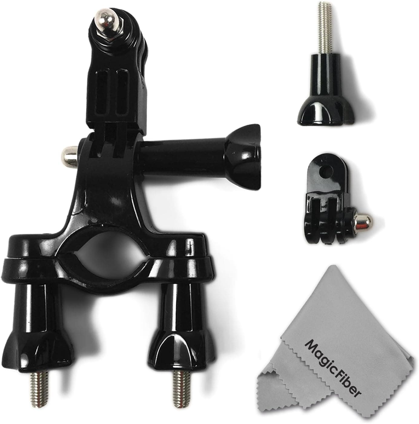 Bike Handlebar & Seat Post Mount for GoPro Hero4 Hero3+, Hero3, Hero2 and Hero (Black, Silver, and White Editions) + MagicFiber Microfiber Cleaning Cloth