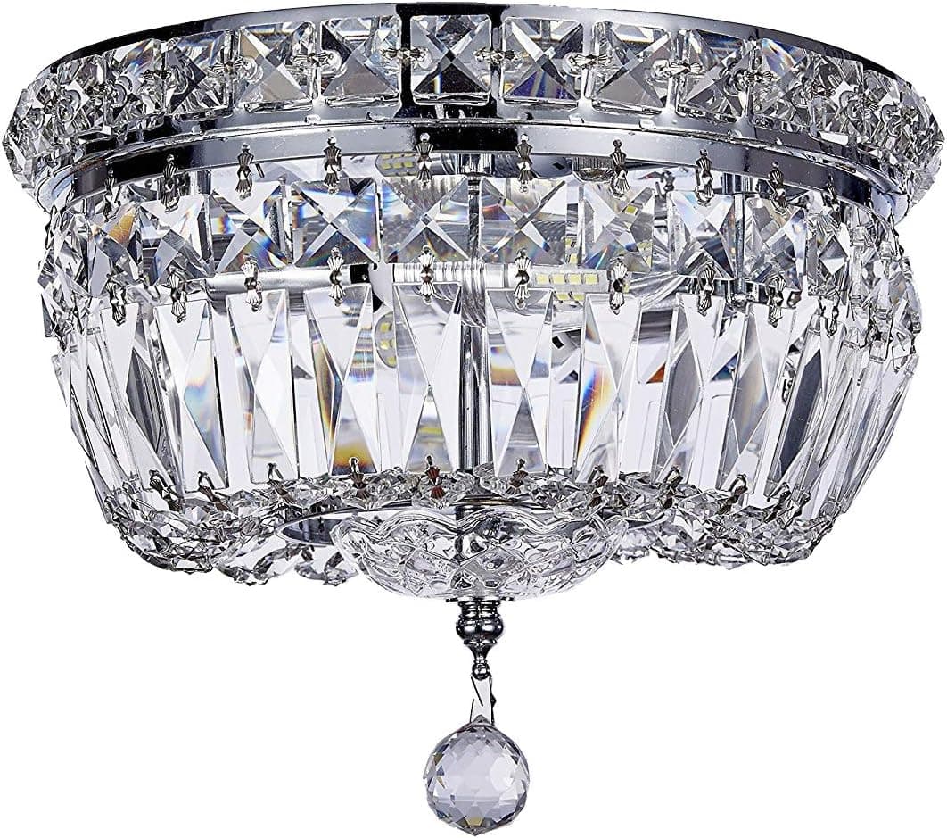 New Galaxy 2-Light Chrome Finish Crystal Shade Chandelier Flushmount Ceiling Fixture