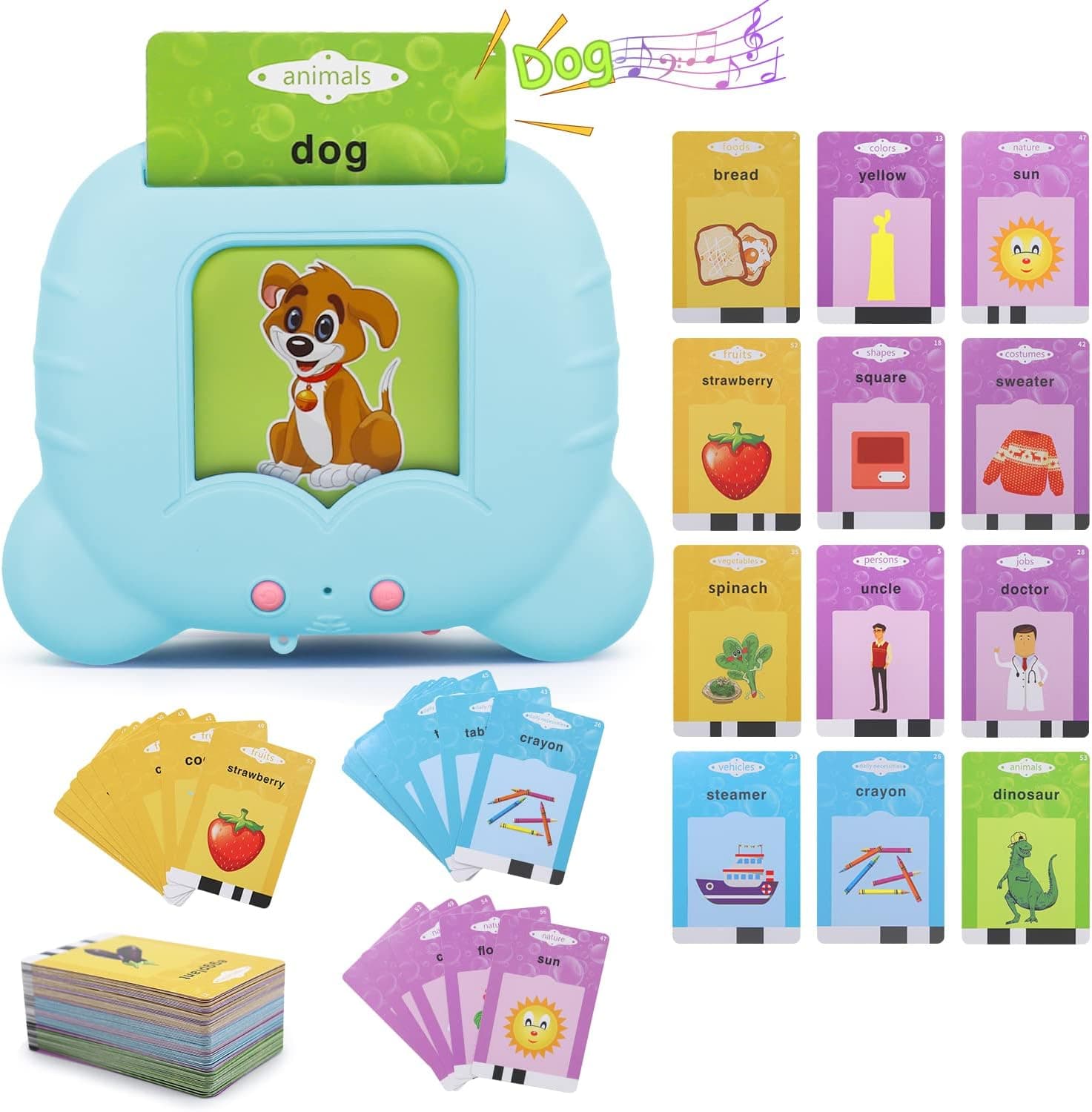 Toddler Learning Toys for 2 3 4 5 6 Year Old Boys Girls, Talking Flash Cards Speech Therapy Toys, Preschool Educational Toys Games, 224 Sight Words with Sound Effect Kids Brithday Gifts