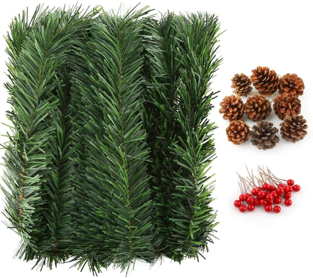 Auihiay 54 Feet Christmas Green Garland Decoration