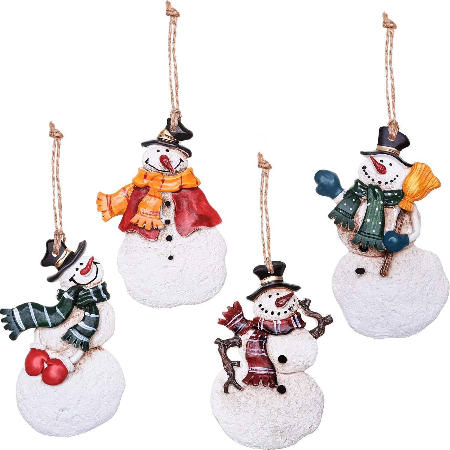 Boao 4 Pieces Christmas Tree Hanging Dancing Resin Angels or Snowman Christmas Tree Ornaments Holiday Decoration (Multicolor Snowman)