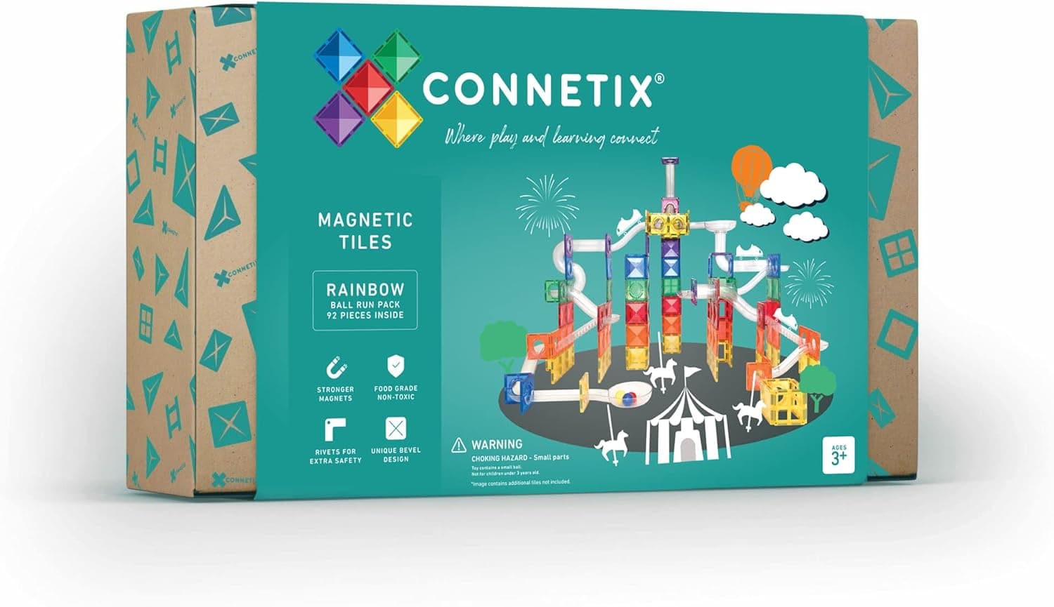 Connetix Rainbow Ball Run | 92 pc Premium Magnetic STEAM Approved Toy for Kids