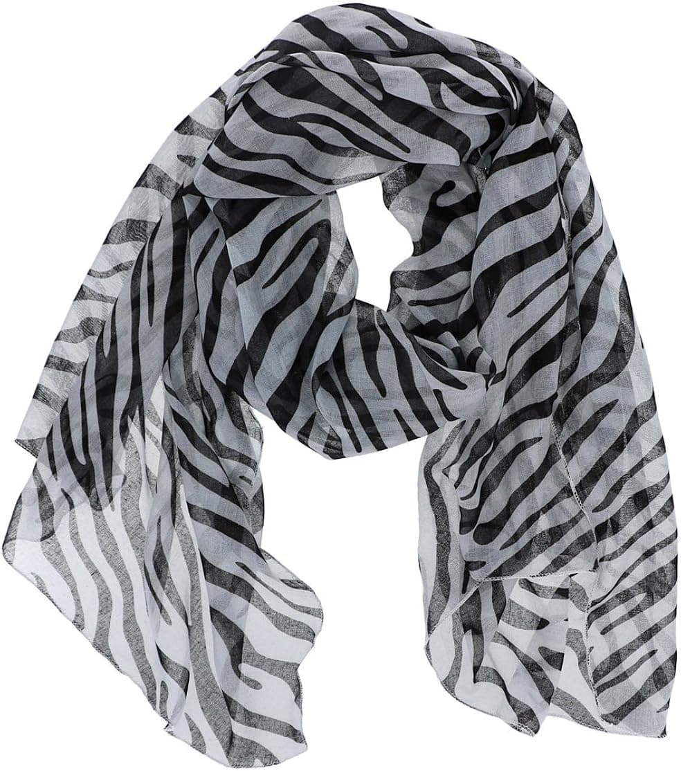 Cozzy Land Women's Zebra Stripes Print Scarf in Black
