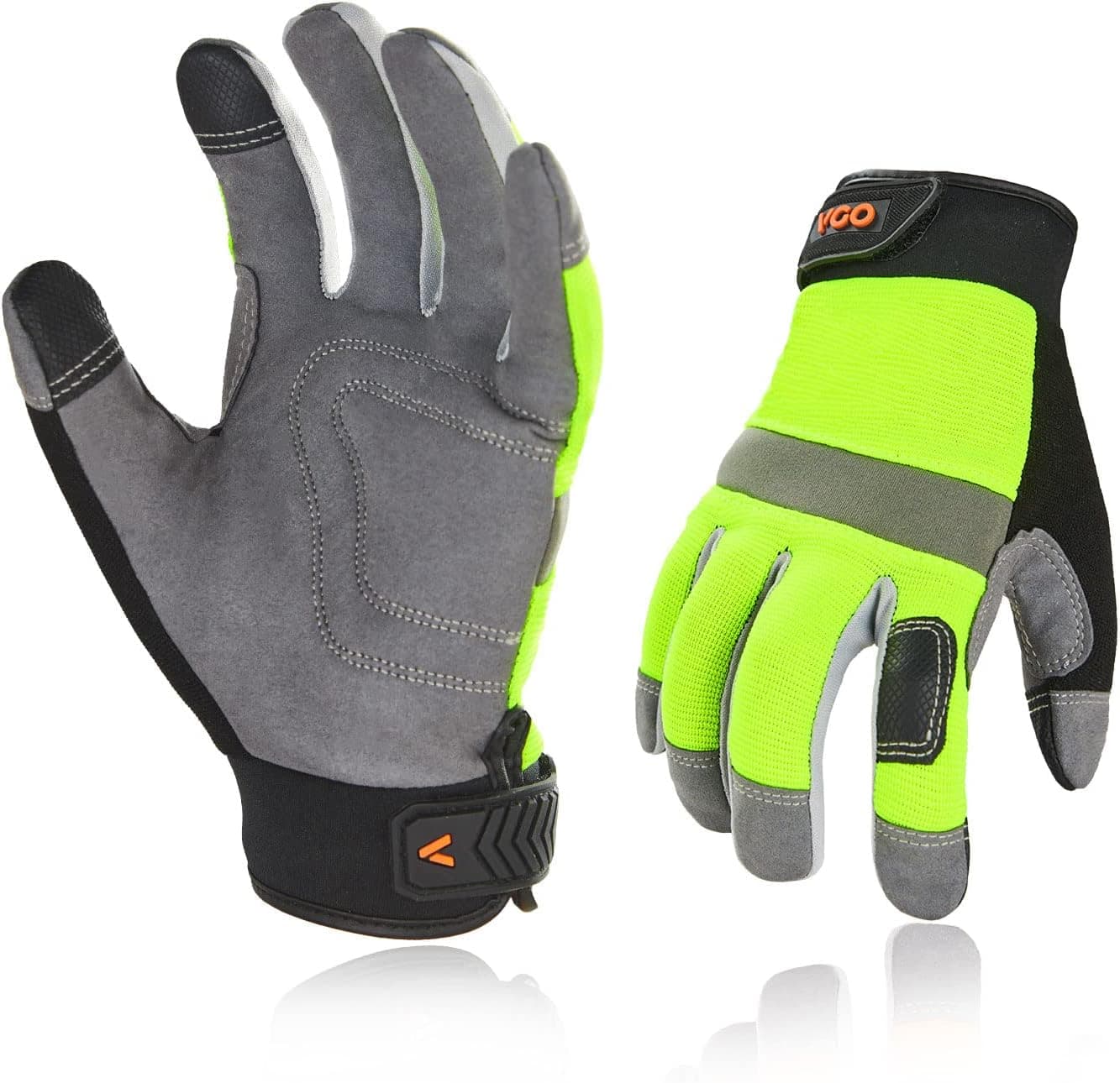 Vgo... 2-Pairs Safety Work Gloves, Light Duty Mechanic Gloves (Size XL, Green, SL7584)