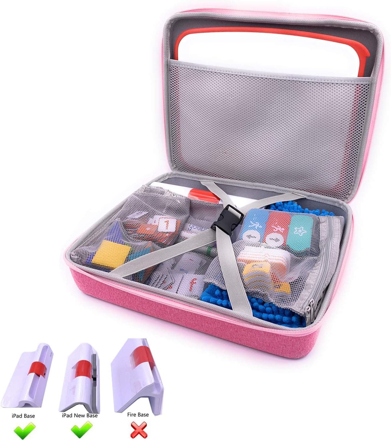 xcivi Storage Organizer All-in-one Case for Osmo Genius Starter Kit Creative Set, Fits for Base/Starter/Numbers/Words/Tangram/Coding Awbie Game/Monster Pad/Drawing Kit (Pink)