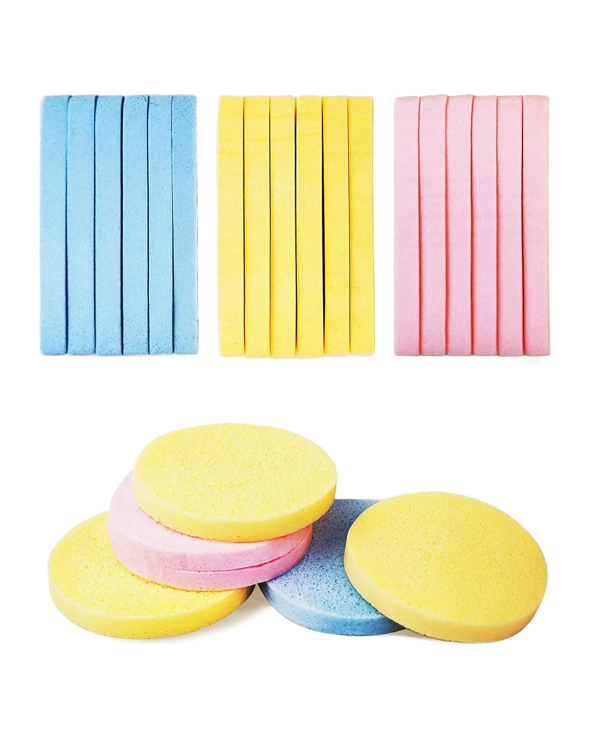 Compressed Facial Sponges, 60 Pcs PVA Facial Cleansing Sponge, Round Face Sponge for Cleansing and Exfoliating, Makeup Sponge for Women