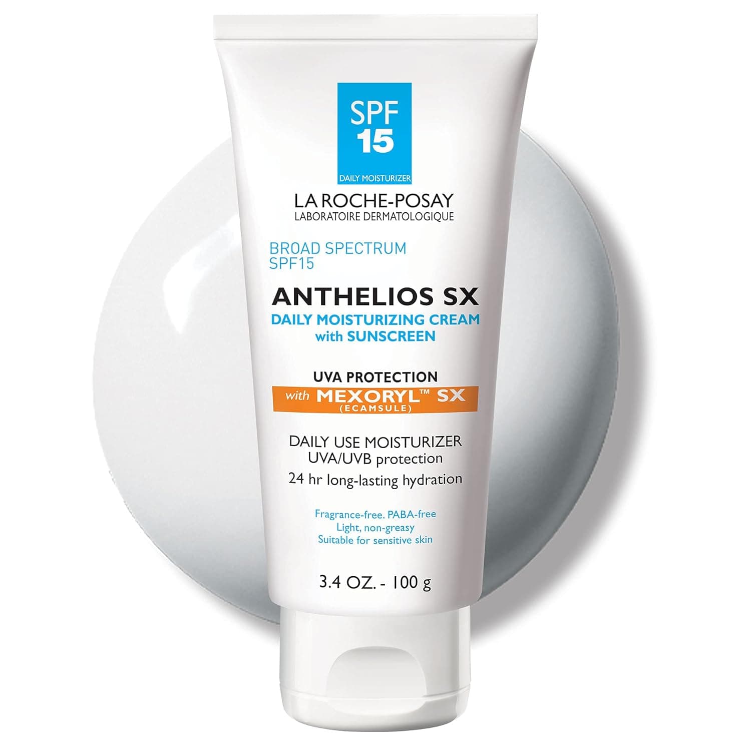La Roche-Posay Anthelios SX Daily Face Moisturizer Cream with Sunscreen Broad Spectrum SPF 15, Oxybenzone Free Moisturizer with Mexoryl, 3.4 Fl. oz