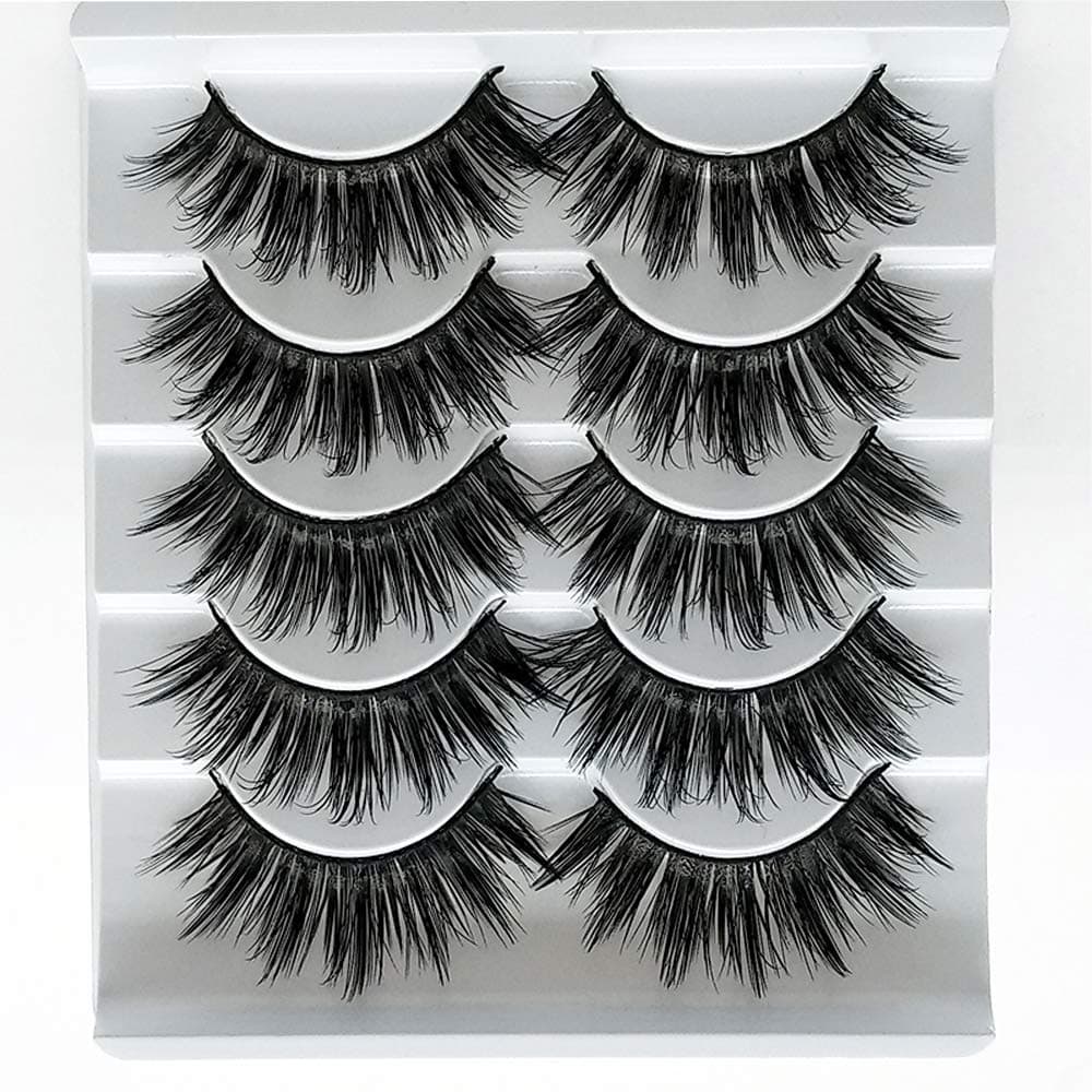 VGTE 3D False Eyelashes Handmade Eyelashes Set Professional Fake Eyelashes 5 Pairs Reusable Eyes Lashes(3D04)