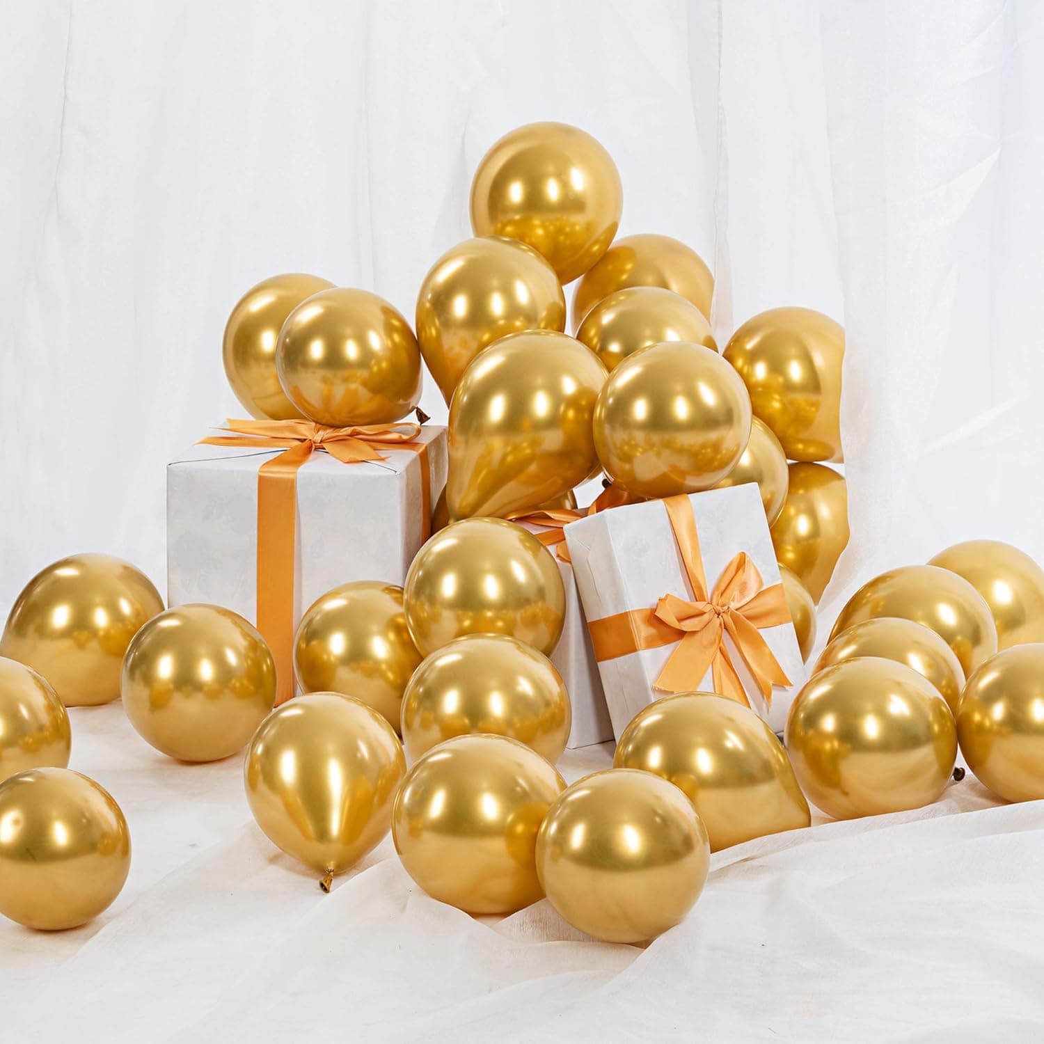 Chrome Balloons 5 inch 100 Pcs Gold Latex Metallic Balloons Thicken Helium Shiny Balloons For Weddings Birthdays bachelor Graduation Party Decorations Supplies - Metallic Gold Balloons