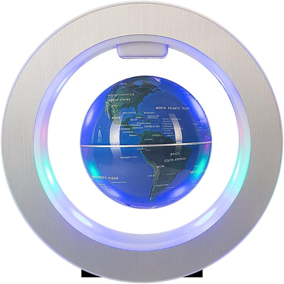 Senders Floating Globe with LED Lights Magnetic Levitation Floating Globe World Map for Desk Decoration (Blue)