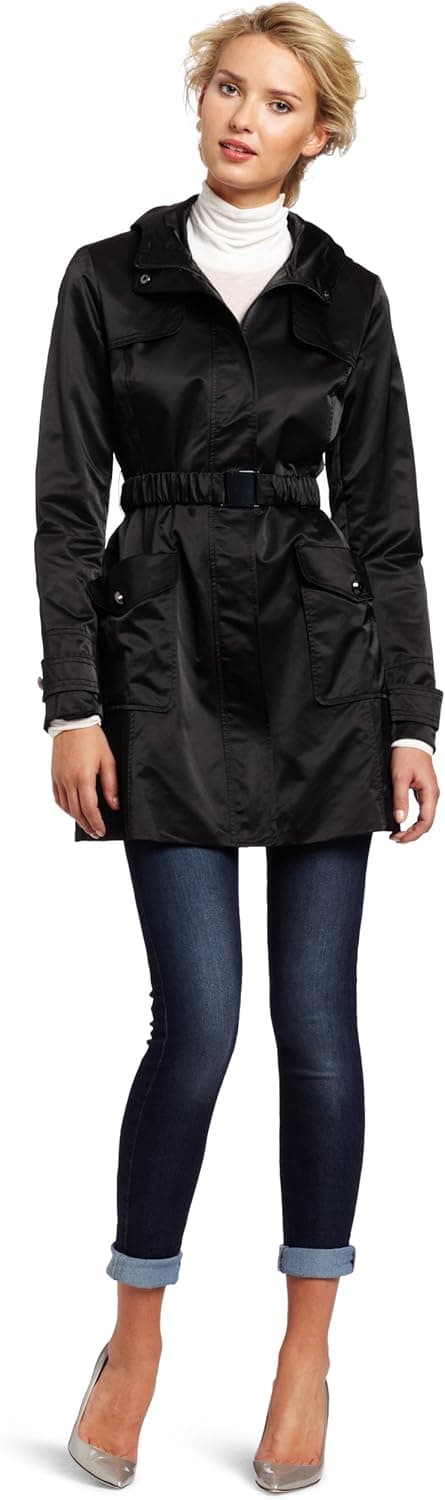 Jessica Simpson Women's Belted Gun-Flap Trench Coat