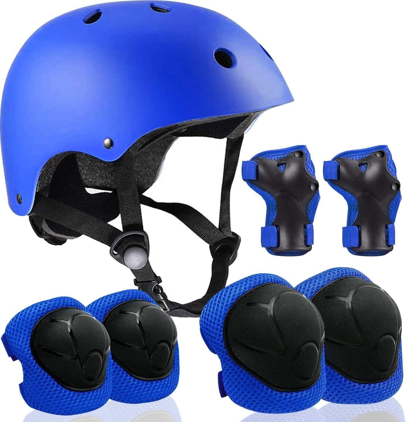 Kids Bike Helmet Set Skateboard Knee Pads - Kids Helmet Elbow Pads Wrist Guards Adjustable for 5~16yrs Girl Boy Kids Protective Gear Set for Sport Cycling Bike Roller Skating Scooter