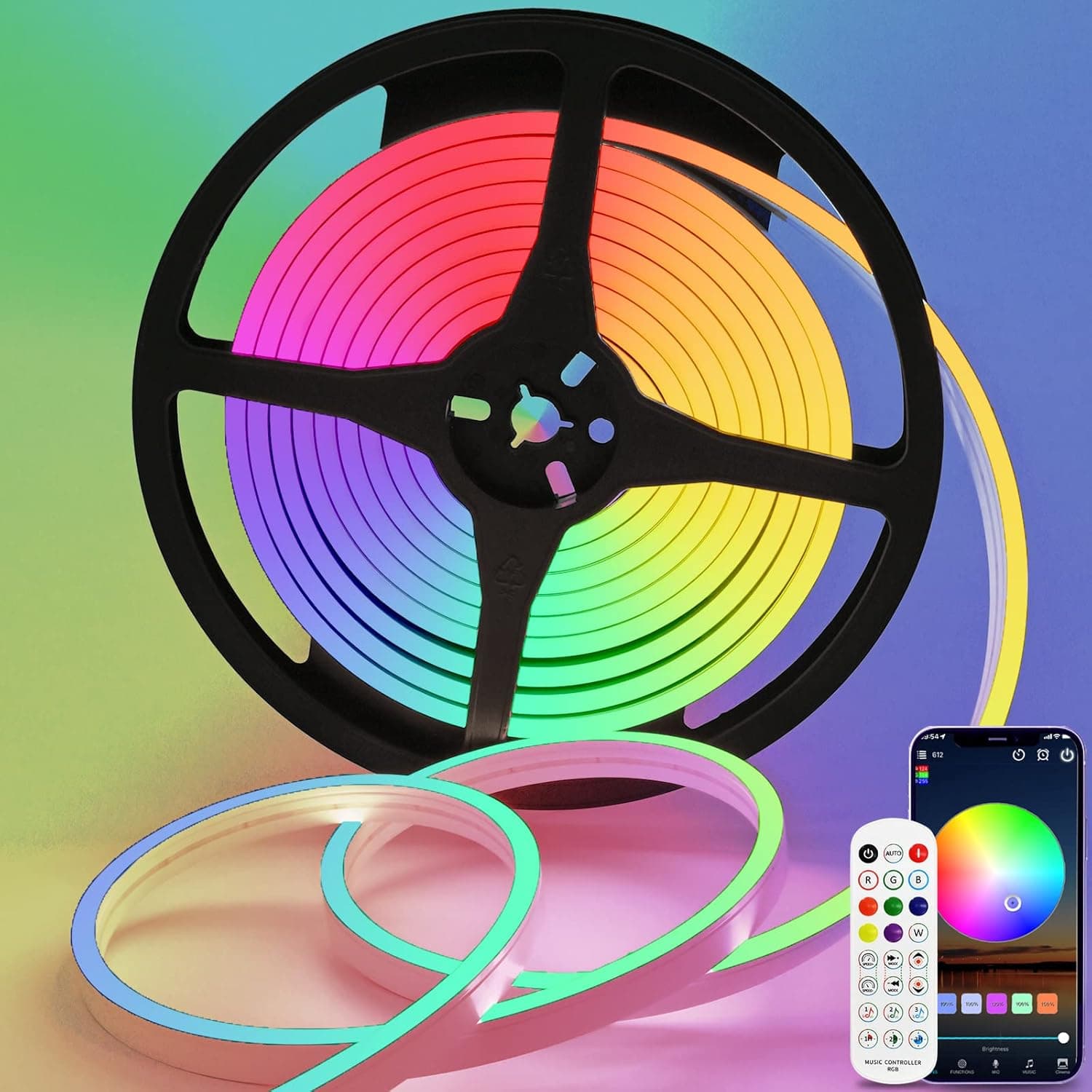 Lucienstar Neon Rope Lights, 16.4ft RGB Flexible Rope Lights with Music Sync, Works with Alexa WiFi APP Voice Control, Neon Lights for Indoors Outdoors DIY Decor, 12v Power Adapter Included