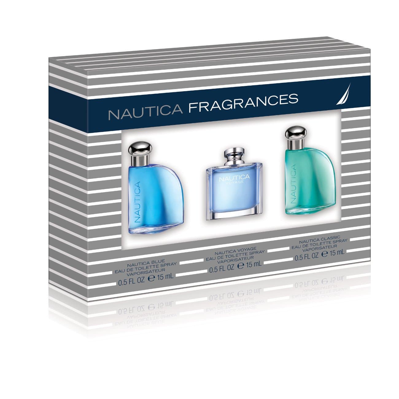 Nautica National 3 Piece Coffret Gift Set (0.5 Ounce Blue EDT Plus 0.5 Ounce Classic EDT and 0.5 Ounce Voyage EDT)