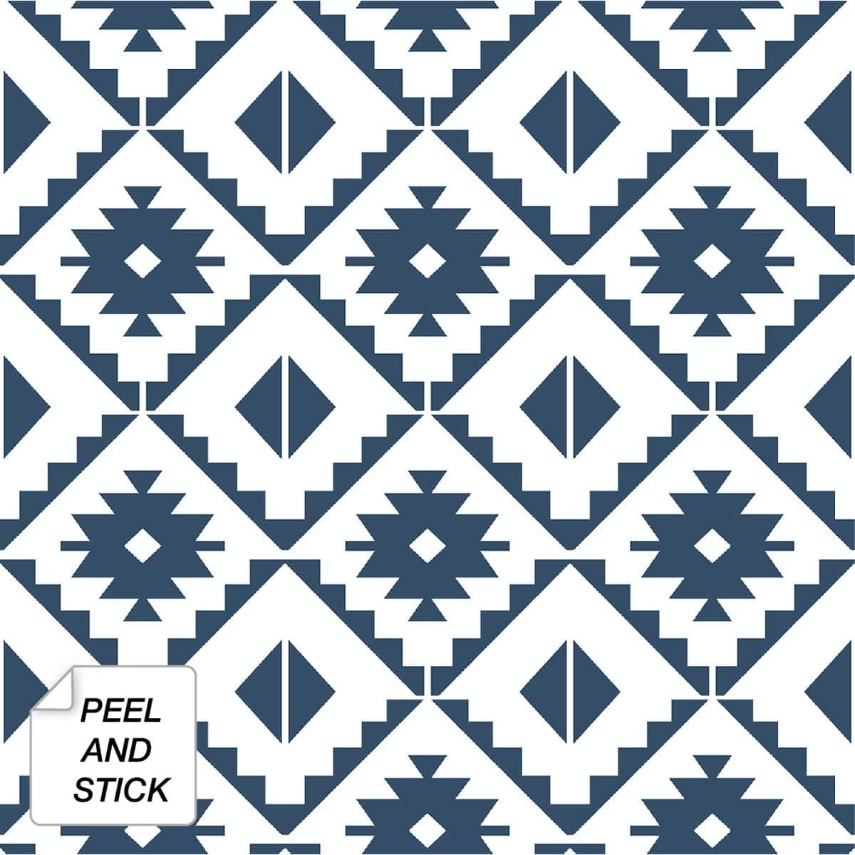 NextWall Southwest Tile Peel and Stick Wallpaper (Navy Blue)