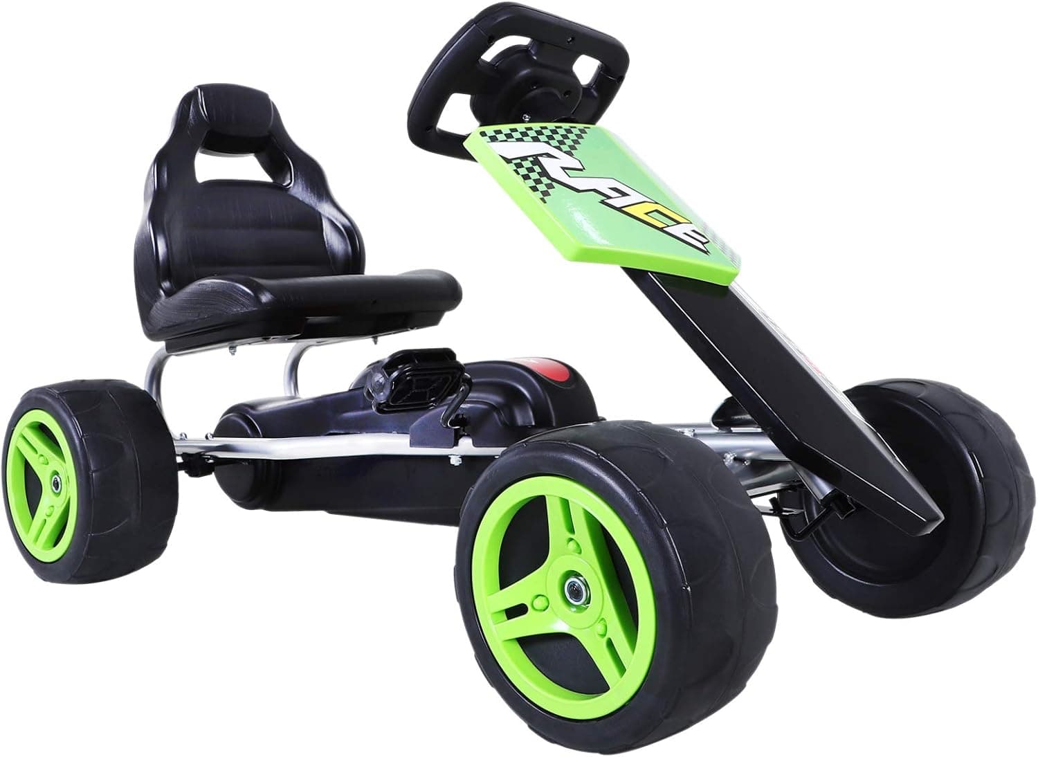 Aosom Kids Go Kart, 4 Wheeled Ride On Pedal Car, Racer for 3 Years, for Boys and Girls, Outdoor - Green