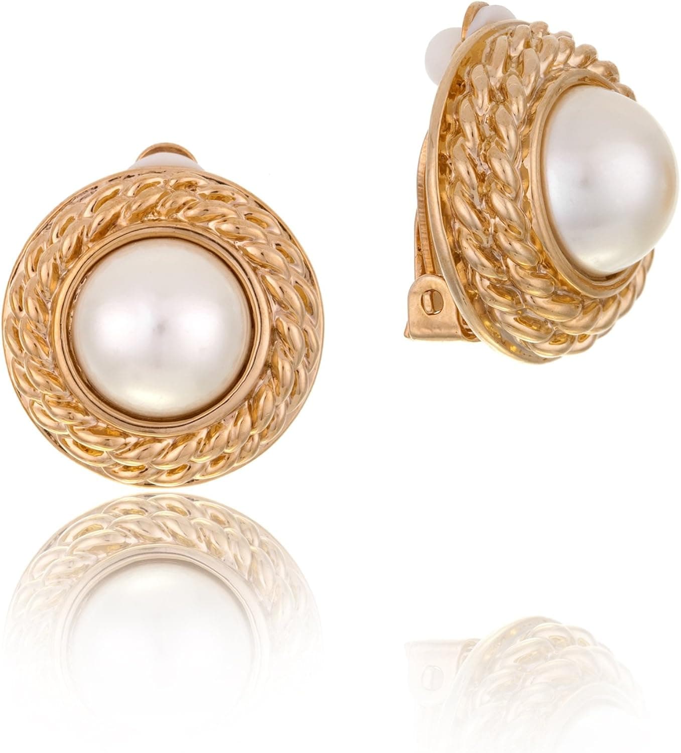 Rhea Braided Style Gold Plated Comfort Clip on Earrings in Gift Box
