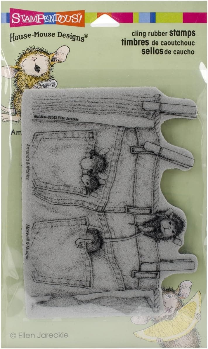 Stampendous House Mouse Cling Stamp, Hanging Jeans