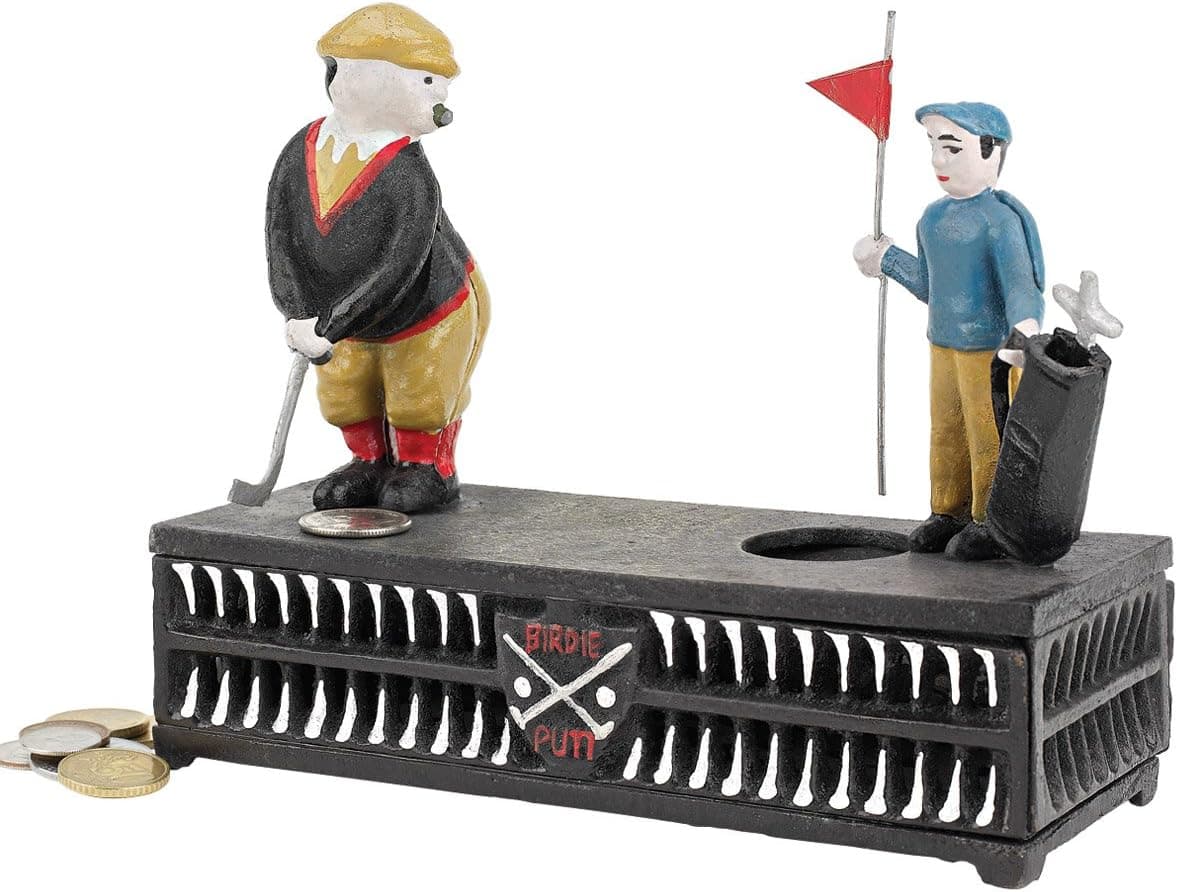 Design Toscano SP1312 The Golfer Iron Mechanical Bank,Faux Aged Paint