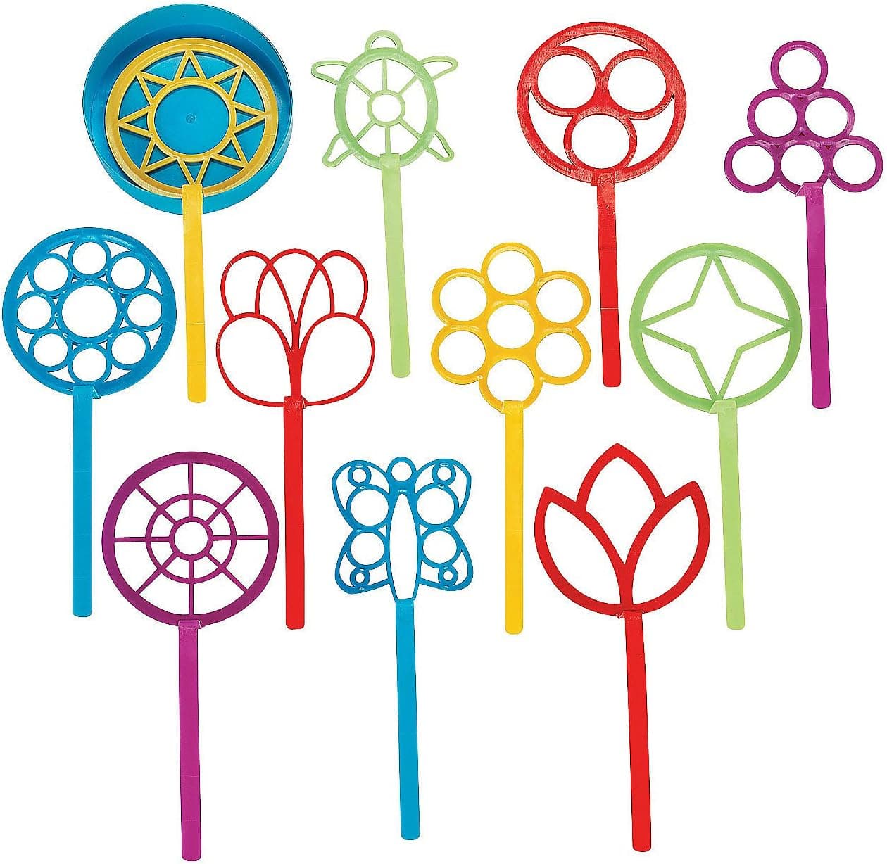 Super Fun Bubble Wand Assortment (1 Dozen) Summer Fun, Children's Bubble Supplies, Arts & Crafts
