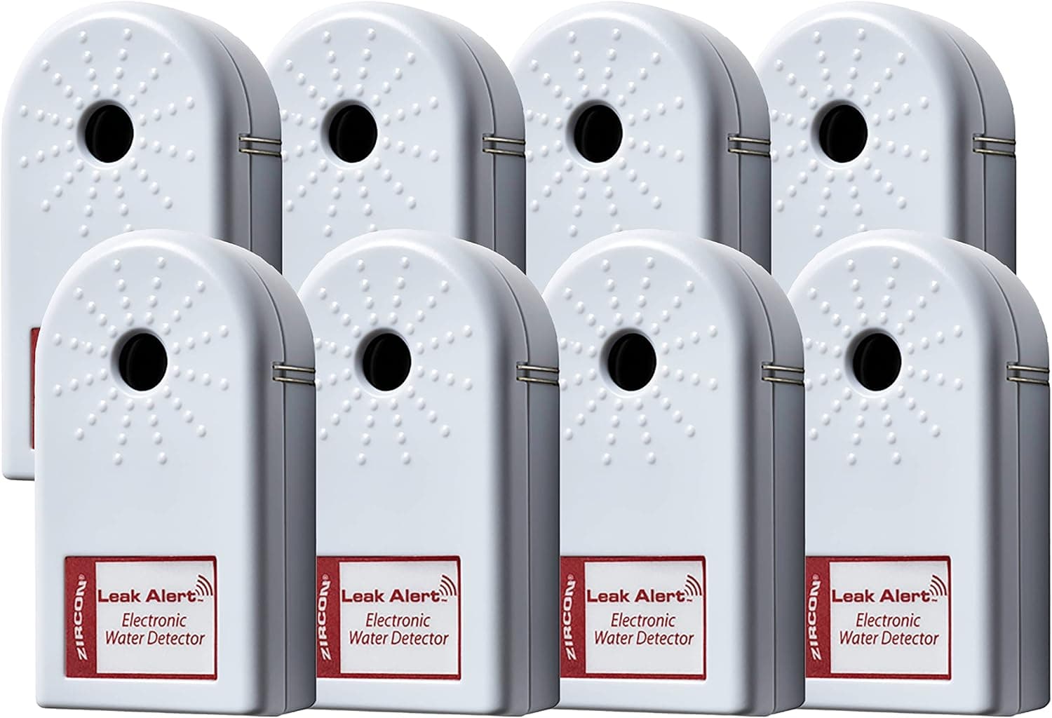 Zircon Leak Alert Water Leak Detector & Flood Sensor Alarm/Water Leak Sensor with Dual Leak Alarms 90dB Audio/Battery Powered (Contractor 8 Pack) Batteries Not Incuded,72309,White