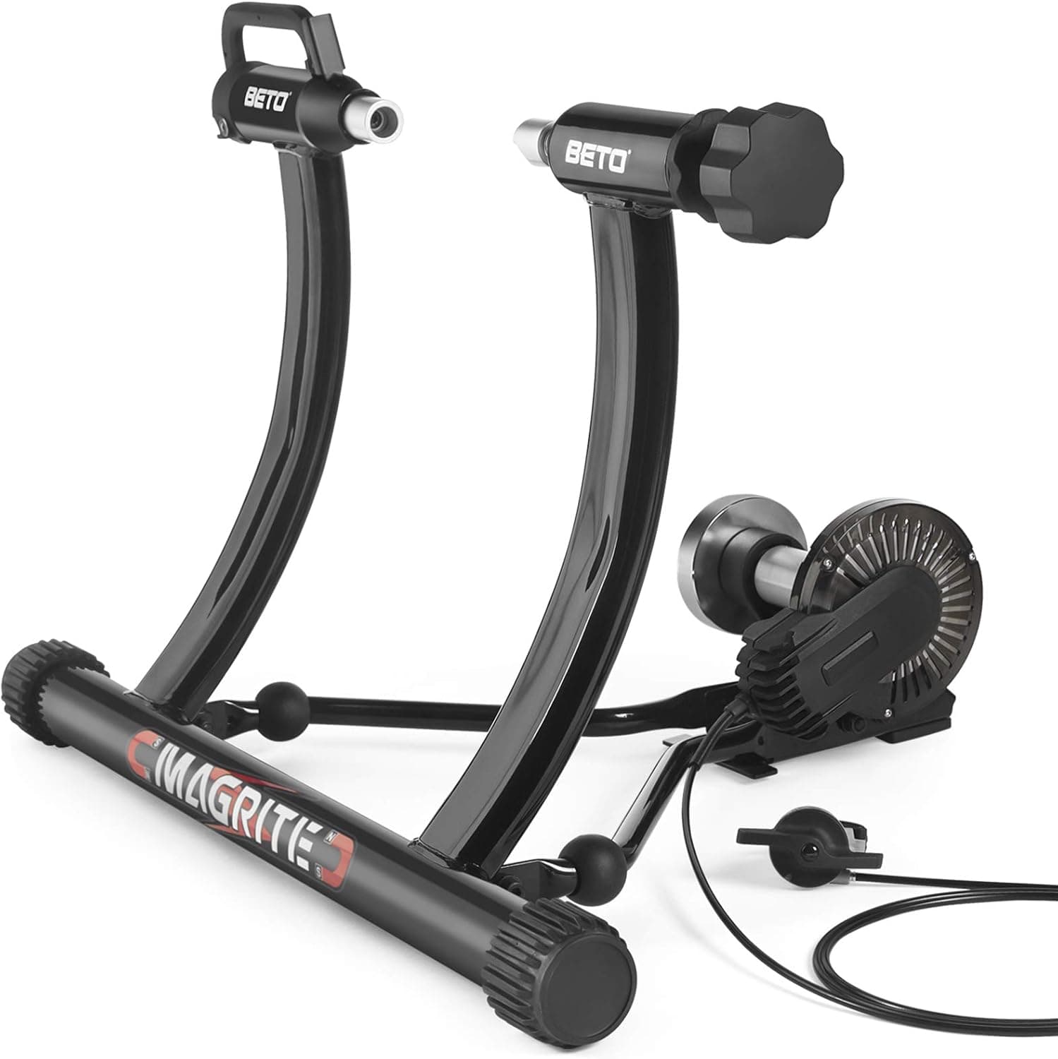 Bike Trainer Stand fits 24” to 29” Bikes - Portable Magnetic Bicycle Rollers 5 Resistance Levels, Noise Reduction - Stationary Exercise for Road & Mountain Bikes (Bike Trainer)