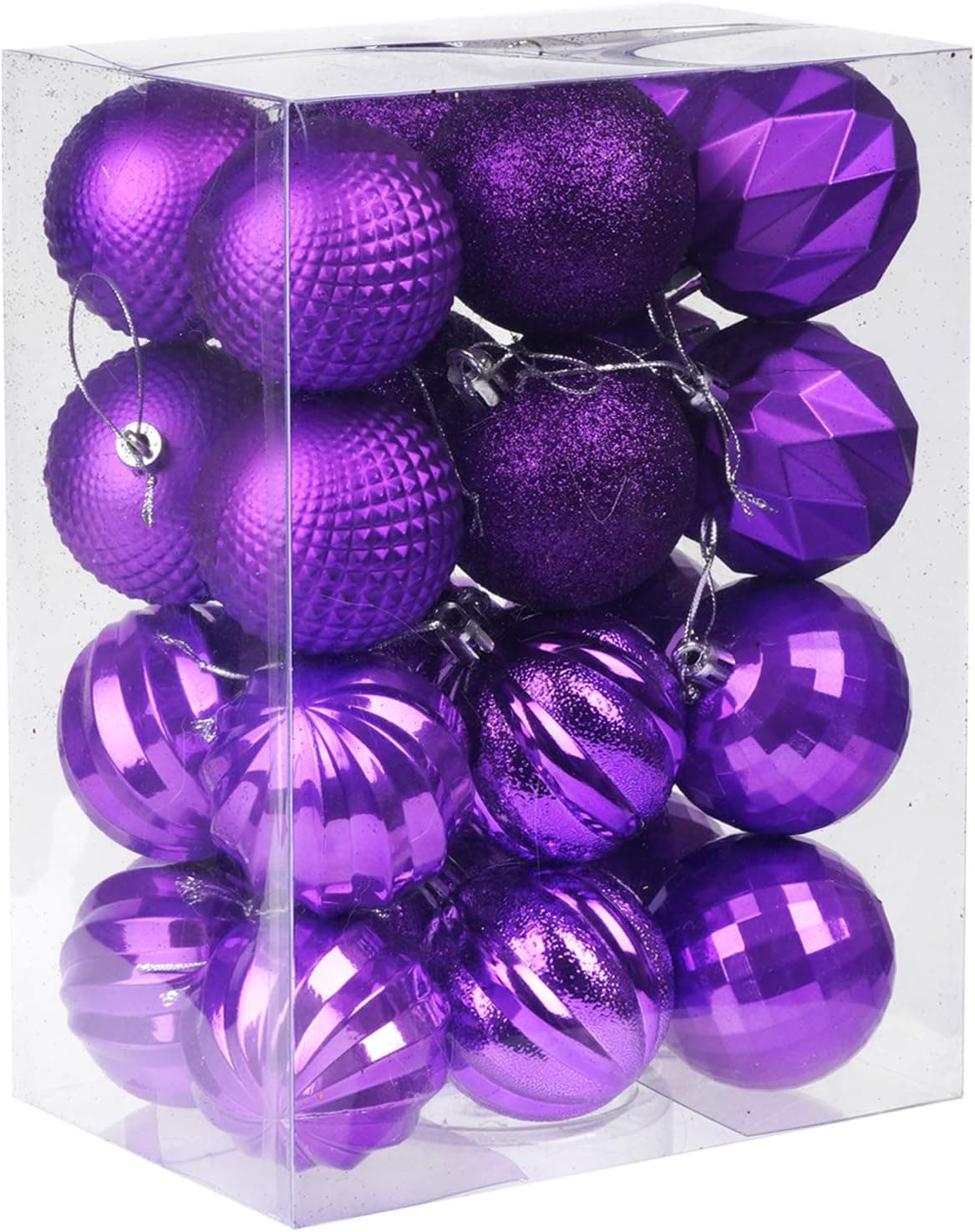 Keepax 24pcs Christmas Ball 60mm/2.36" Seasonal Holiday Party Decorations Christmas Tree Decorations Hanging Ball Set for Xmas Tree Pendant Decorations (60mm/2.36", Purple)