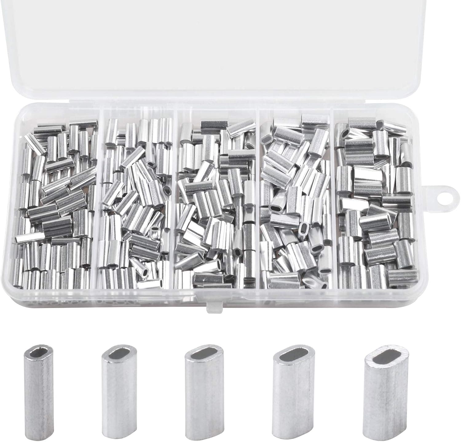 JSHANMEI Single Barrel Crimp Sleeves Aluminum Crimp Sleeves Connector Kit Fishing Line Tube Leader Sleeves for Leader Rigging
