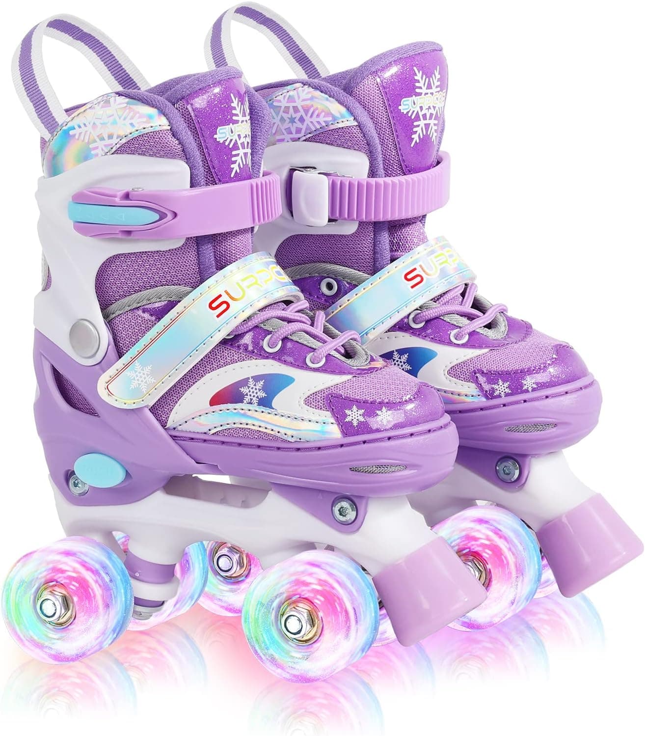 SURPCOS Roller Skates for Girls and Boys, XS/S/M Size Adjustable Toddler Roller Skates for Kids, Light Up Roller Skates, Child Toddler Beginners for Outdoor Sports
