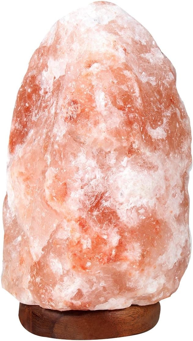 Alliance Pink Salt Lamp, Crystal Night Light Natural Himalayan Salt Lamp Wood Base/Multi Color LED Lightbulbs, Hand Carved