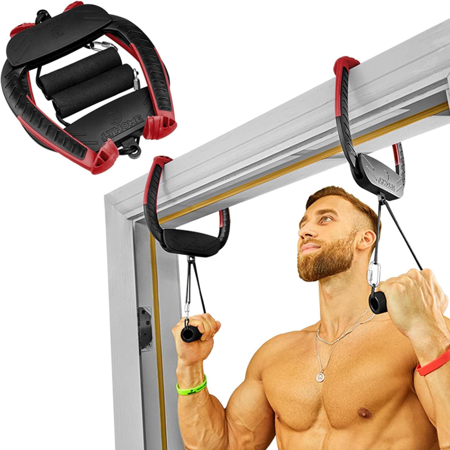 Portable Pull Up Bar for Doorway,P10-First-Generation No Screws Chin Up for Home and Travel Exercise,Red